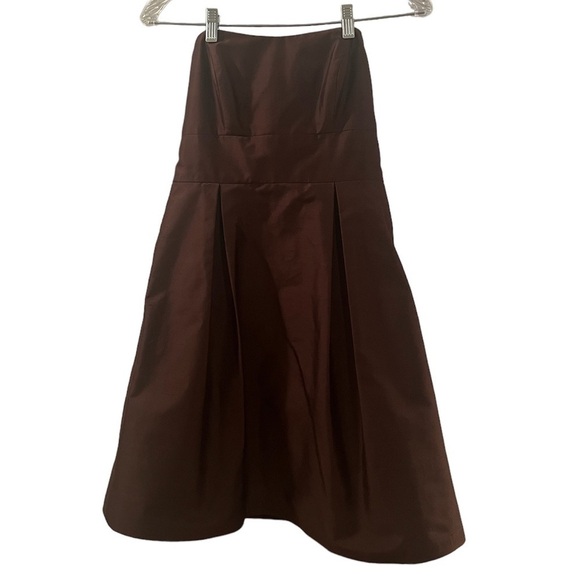 Jenny Yoo size 2 100% silk brown strapless mini dress for prom or bridesmaids - Picture 2 of 7